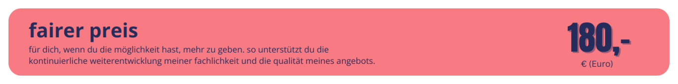 auf diesem bild wird beschrieben, dass man mehr geben kann, um die weiterentwicklung und die qualität zu sichern. 180 euro für 90 minuten. 